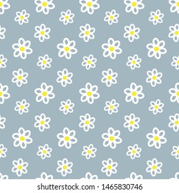 Seamless floral pattern. Abstract daisies on a gray background. Vector illustration.