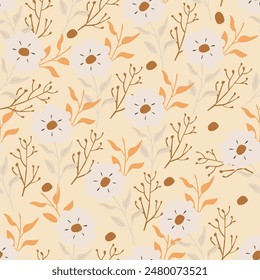 Seamless floral pattern, abstract ditsy print with a delicate spring garden in a vintage motif. Elegant botanical design: small hand drawn flowers