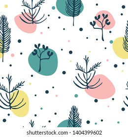 Seamless floral pattern. Abstract floral pattern with dots.