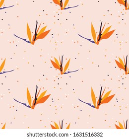 Seamless floral pattern. Abstract exotic flower. Wallpaper, print, wrapping paper, modern textile design. Vector illustration.