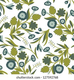Seamless floral pattern with abstract flowers