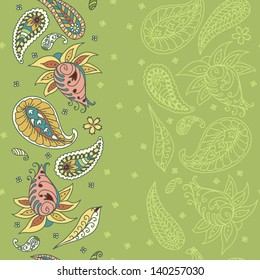 Seamless floral pattern abstract flowers, paisley decoration. Vector illustration