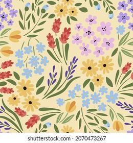 Patrón floral sin foco. Flores abstractas, ramos de flores. Ilustración vectorial.