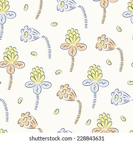 Seamless floral pattern with abstract flowers. Colorful floral background.
