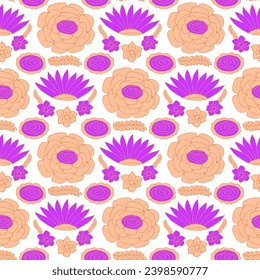 Seamless floral pattern, abstract flowers on a white background
