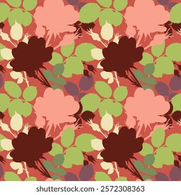 Seamless floral pattern, abstract flowers and leaves, vector surface design