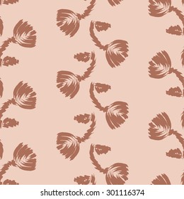 Seamless floral pattern with abstract flowers in lines moving in different directions