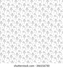 Seamless floral pattern with abstract flowers. Black and white floral background.