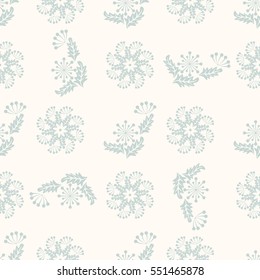 Seamless floral pattern of abstract flowers and leaves. For textile or book covers, manufacturing, wallpapers, print, gift wrap. Shabby chic.