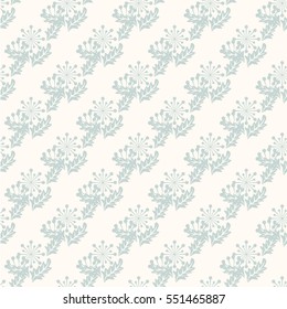 Seamless floral pattern of abstract flowers and leaves. For textile or book covers, manufacturing, wallpapers, print, gift wrap. Shabby chic.