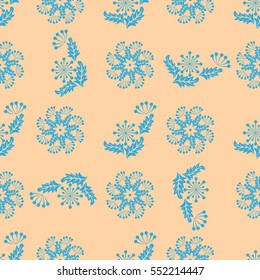 Seamless floral pattern of abstract flowers and leaves. For textile or book covers, manufacturing, wallpapers, print, gift wrap