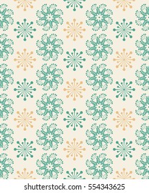 Seamless floral pattern of abstract flowers and leaves. For textile or book covers, manufacturing, wallpapers, print, gift wrap.
