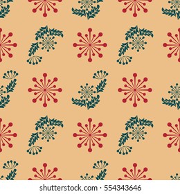 Seamless floral pattern of abstract flowers and leaves. For textile or book covers, manufacturing, wallpapers, print, gift wrap.