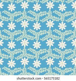 Seamless floral pattern of abstract flowers and leaves. For textile or book covers, manufacturing, wallpapers, print, gift wrap. Shabby chic.
