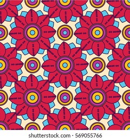 Seamless floral pattern with abstract flowers. Vector illustration.