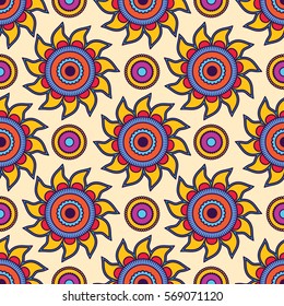 Seamless floral pattern with abstract flowers. Vector illustration.