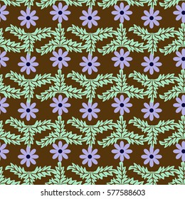 Seamless floral pattern of abstract flowers and leaves. For textile or book covers, manufacturing, wallpapers, print, gift wrap.