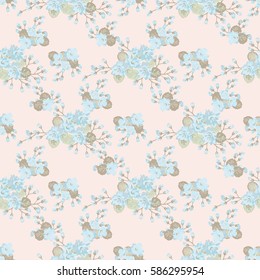 Seamless floral pattern of abstract flowers and leaves. For textile or book covers, manufacturing, wallpapers, print, gift wrap. Shabby chic.