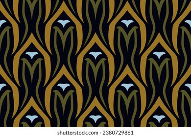 Seamless floral pattern abstract geometric ornament. Vector illustration ornamental design.