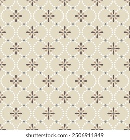 Seamless floral pattern. Abstract Seamless geometric floral pattern on beige background. Dotted vertical stripe pattern.