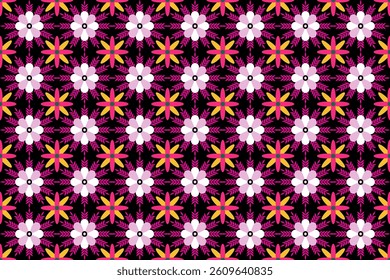 Seamless floral pattern, Abstract Seamless geometric floral pattern on grey background, Dotted vertical stripe pattern ,Ethnic floral seamless, Flowers ethnic pattern