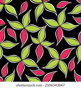 Seamless floral pattern with abstract hand drawn flower and leaf background elements in purple, pink, yellow, white and blue. Flower garden wallpaper design vector prepared for textile printing