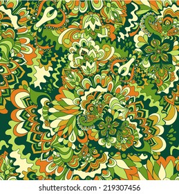 Seamless floral pattern. Abstract hand-drawn background. Ornament to create a wallpaper, web design and artwork. 
