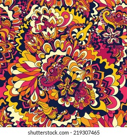 Seamless floral pattern. Abstract hand-drawn background. Ornament to create a wallpaper, web design and artwork. 