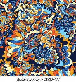 Seamless floral pattern. Abstract hand-drawn background. Ornament to create a wallpaper, web design and artwork. 