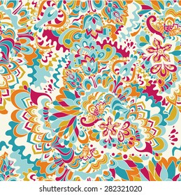 Seamless floral pattern. Abstract hand-drawn background. Ornament to create a wallpaper, web design and artwork.