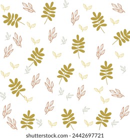 Patrón floral sin costuras con hoja abstracta. Ilustración dibujada a mano del vector.