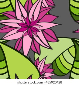 Seamless floral pattern. Abstract leaves and flowers.