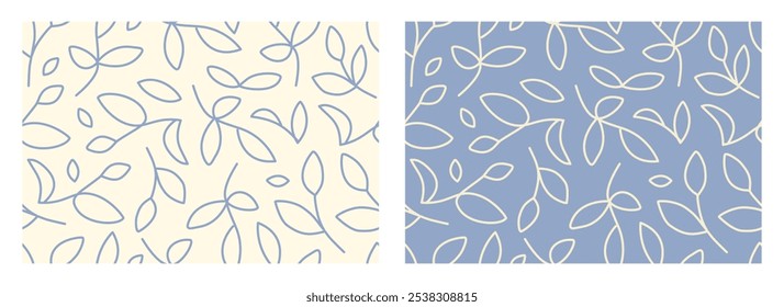 Seamless floral pattern, abstract line print in romantic vintage with Elegant botanical design in yellow, cream colors, hand drawn creative leaves in abstract background. Vector illustration.