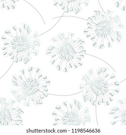 Seamless floral pattern with abstract plants. Vector monochrome illustration on a white background.