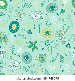 Seamless floral pattern with abstract plants.