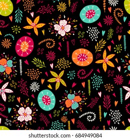 Seamless floral pattern with abstract plants.