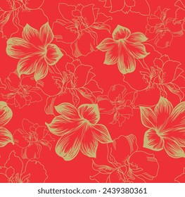 Seamless floral pattern. Abstract print with flowers and leaves. Elegant beautiful nature ornament for wallpaper, fabric, wrapping, and textile. Vector illustration.