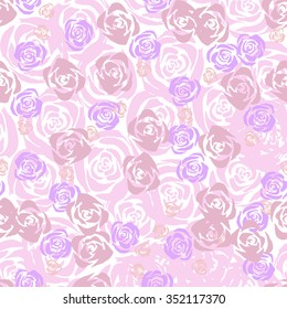 Seamless floral pattern with abstract roses. Handmade Wedding background for design or greeting cards, invitations and flyers.