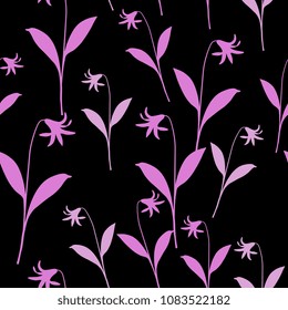 Seamless floral pattern with abstract silhouettes of wild flowers.