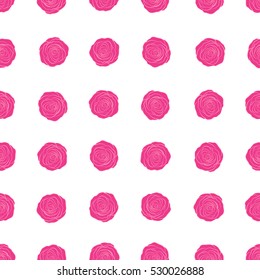 Seamless floral pattern with abstract stylized magenta and neutral roses, vector pattern on a white backgrond.