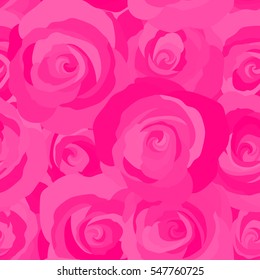 Seamless floral pattern with abstract stylized magenta roses, vector pattern.