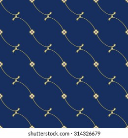 Seamless floral pattern. Abstract texture with flowers, branches and leaves. Vector blue background.