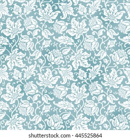 Seamless floral pattern. Abstract texture with flowers and leaves. Vector vintage background.