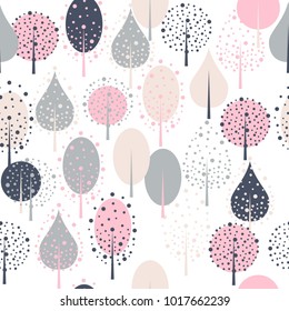 seamless floral pattern with abstract trees. vector illustraition 