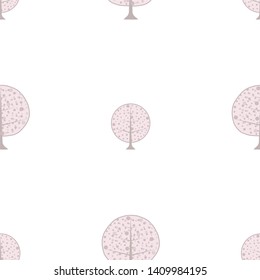 Seamless floral pattern with abstract trees. Vector illustraition 