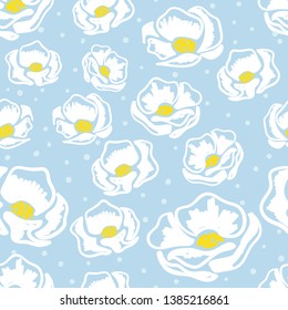 Seamless floral pattern with abstract white flowers.