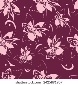 Seamless floral pattern. Abstraction. Print for fabric .Raster illustration