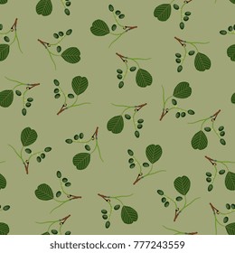 Seamless floral pattern with alder tree boughs.