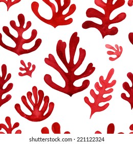 Seamless floral pattern, amazing  red plant on a white background. 