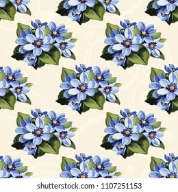 Seamless floral pattern with anemones wind flowers